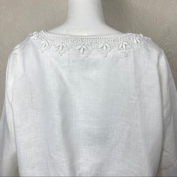 Talbots Beaded White Linen Tunic - Picture 7 of 10